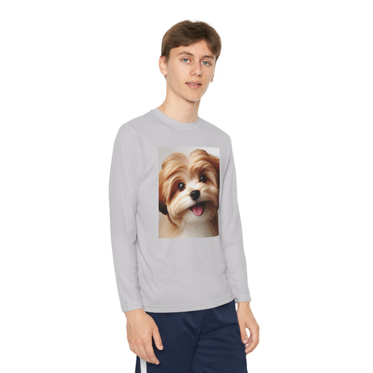 Youth Long Sleeve Tee - Dog Lover T-Shirt for Kids 10-15 Years Silver