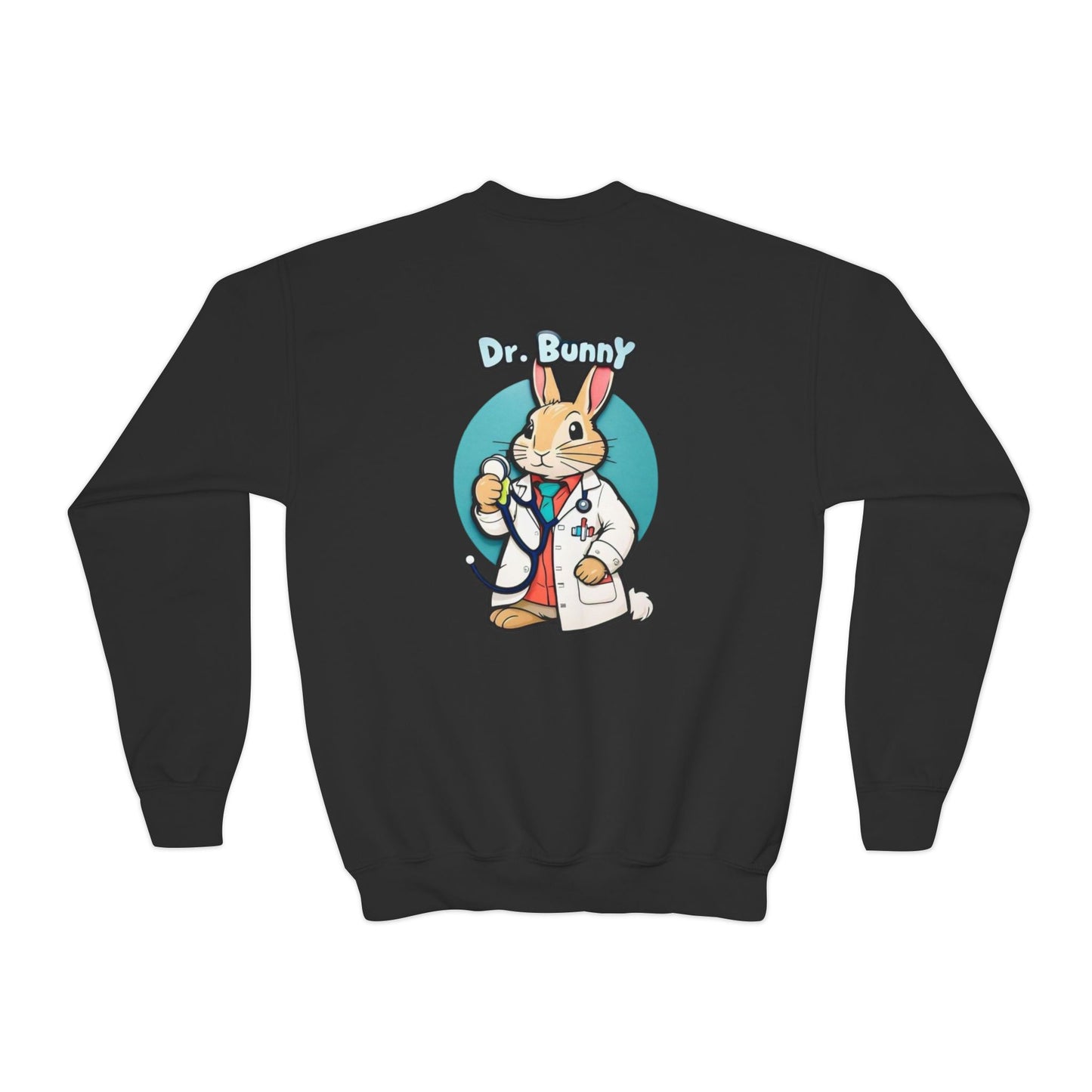 Dr Bunny Team, Youth Crewneck Sweatshirt, Dr. Mockup, funny, Best gift for Medical students, 10-18 years, Boys, Girls, Fun lovers, Bunny lovers