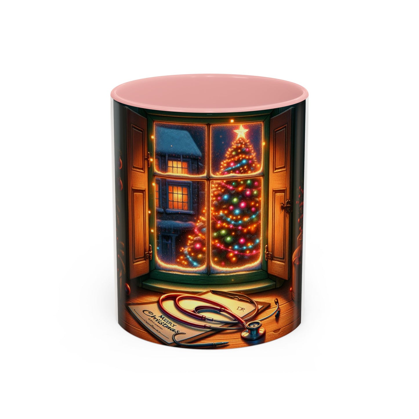 Doctor Theme Coffee Mug (11, 15oz) - Vintage Christmas Tree Design, Christmas Gift for On Duty Doctors