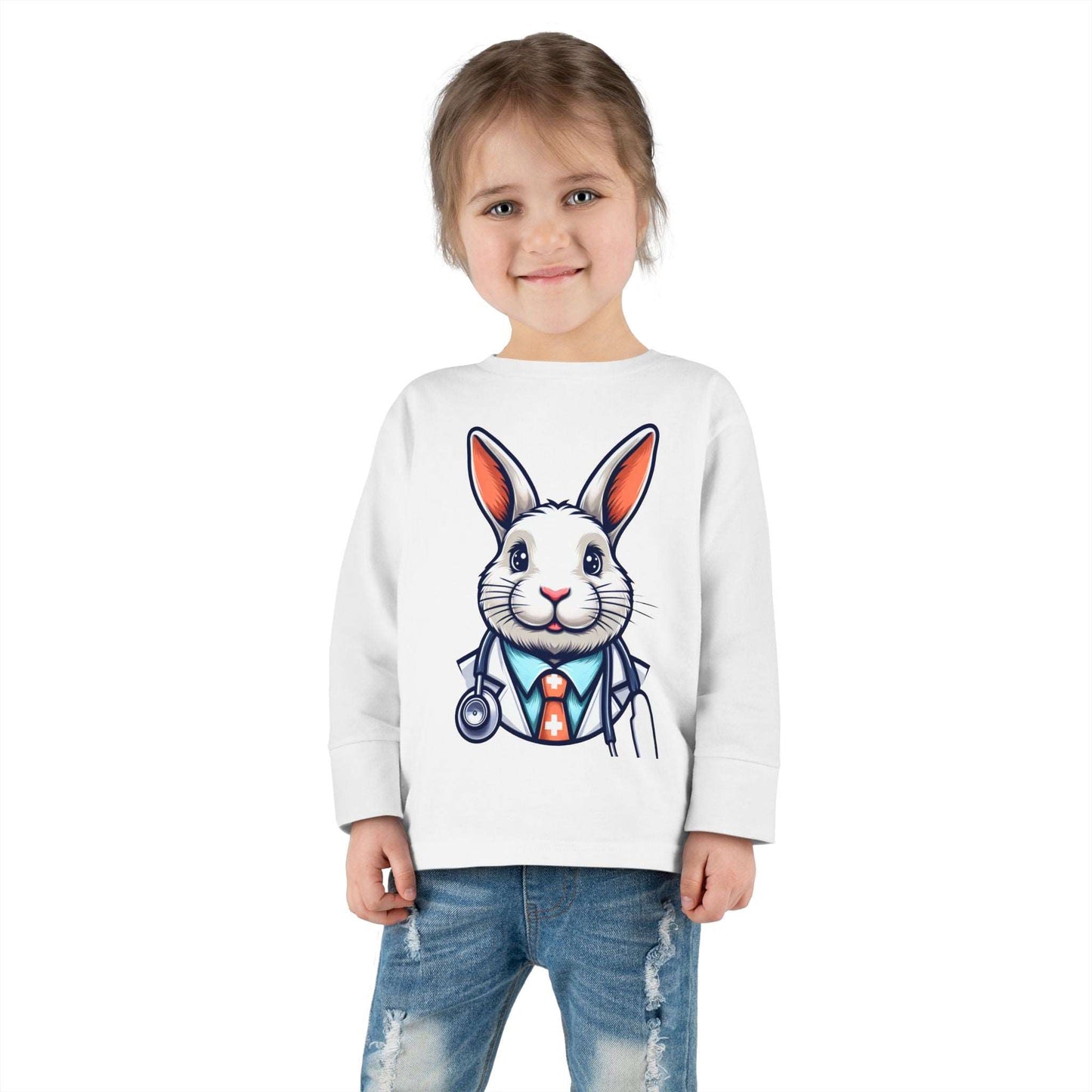 Toddler Long Sleeve Tee with Dr Bunny Design, 2-8 Years