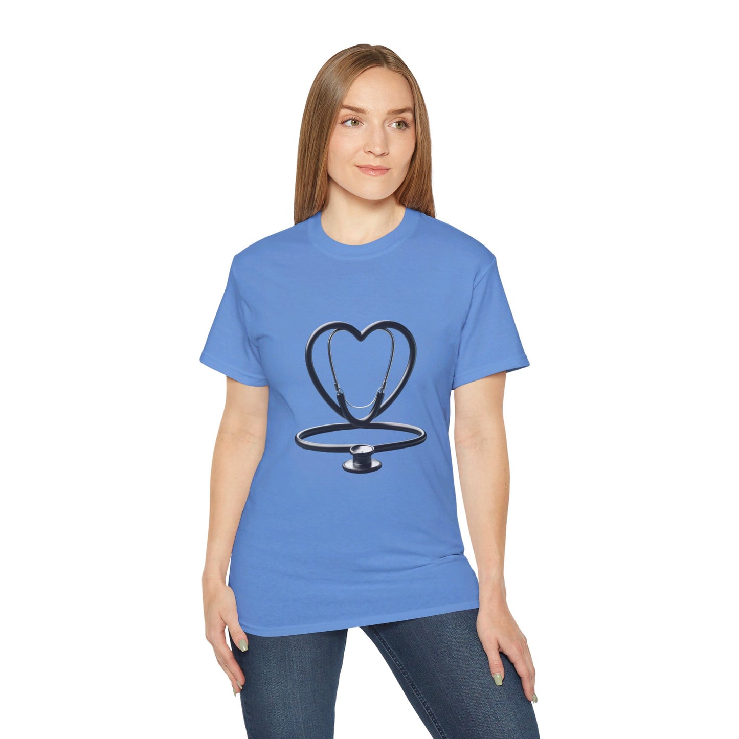 Unisex Ultra Cotton Tee/ Doctor's stethoscope heart shape/ best doctor in town/ 15-55 years/ Men/ Women/ Sizes S, M, L, XL, 2XL/ Colours White, Ash, Sand, Light blue, Carolina blue, Light pink Carolina Blue