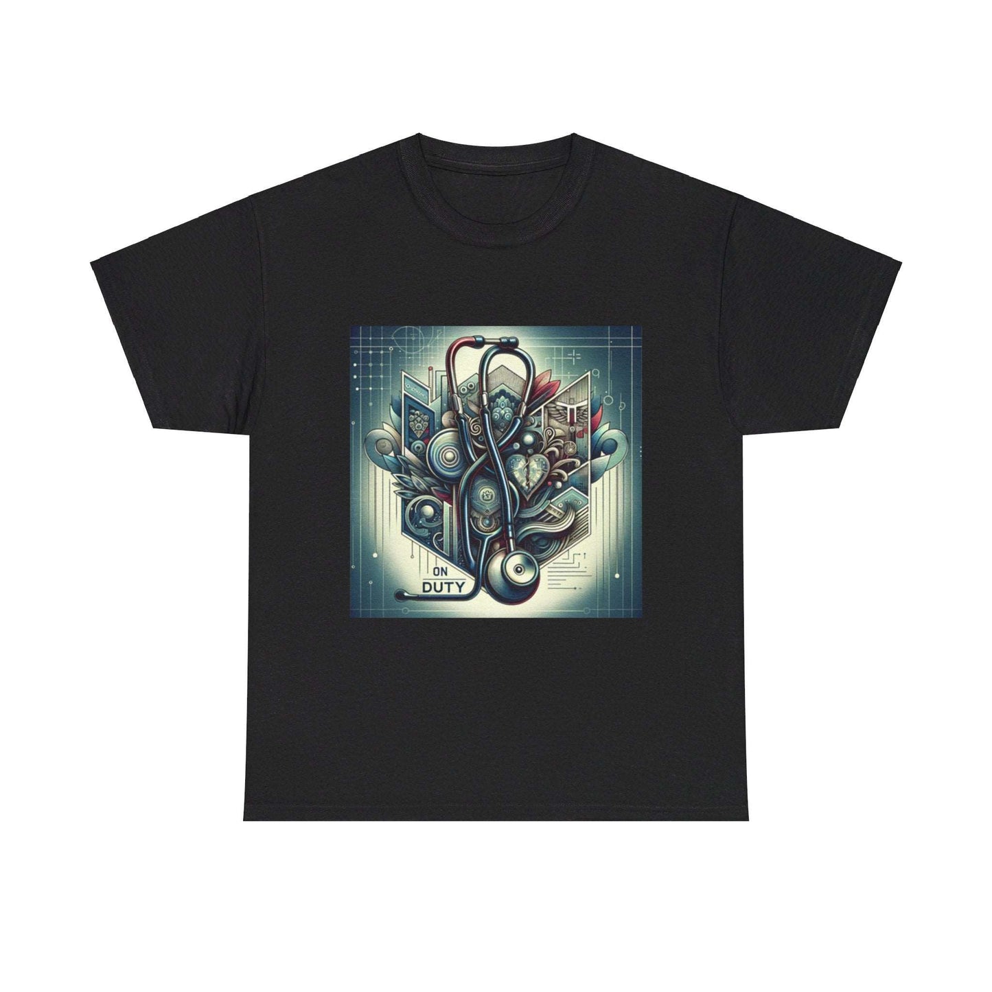 Unisex Heavy Cotton Tee/ Abstract design/ Doctor-themed/ 15-55 years/ Men/ Women/ plus sizes Black