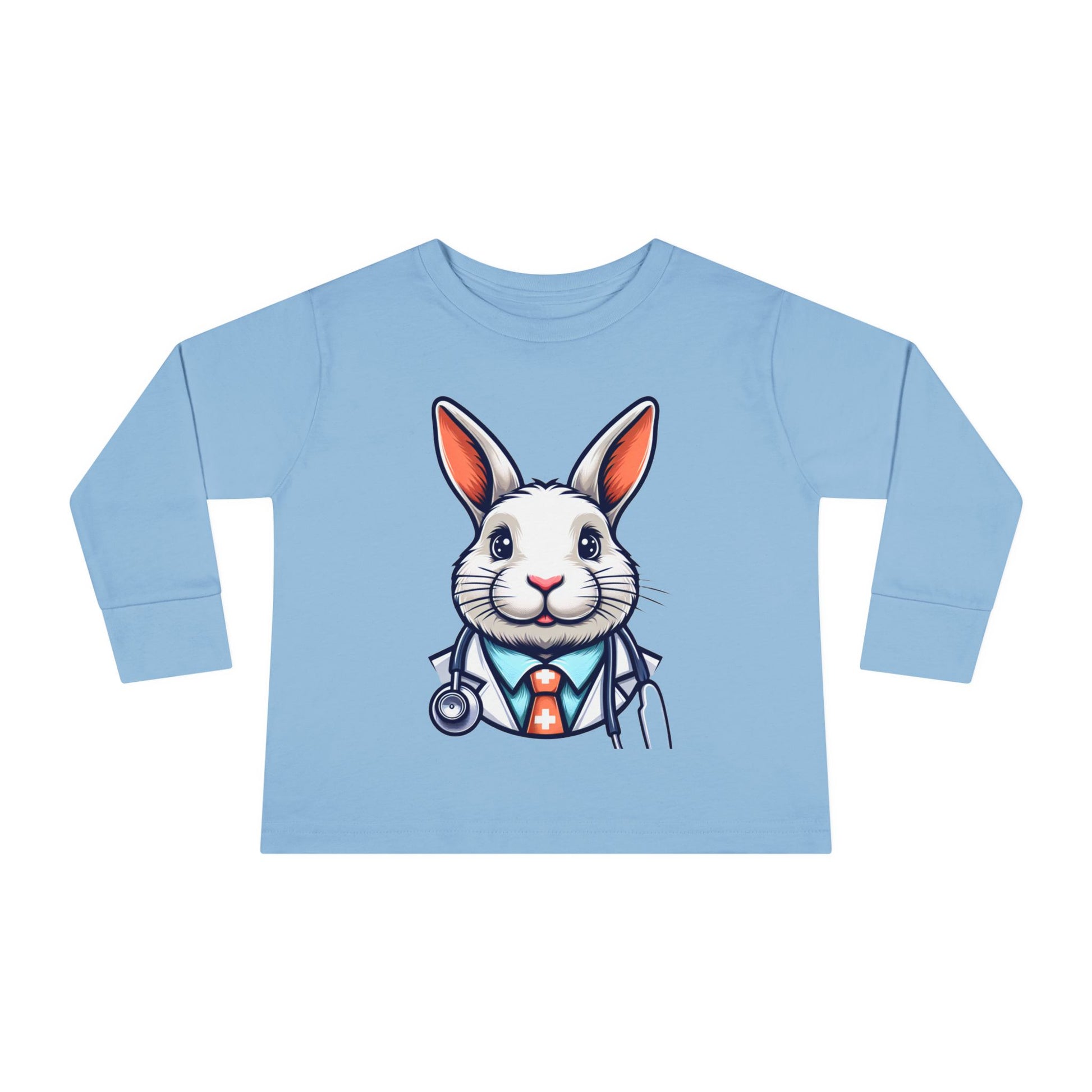 Toddler Long Sleeve Tee with Dr Bunny Design, 2-8 Years Light Blue