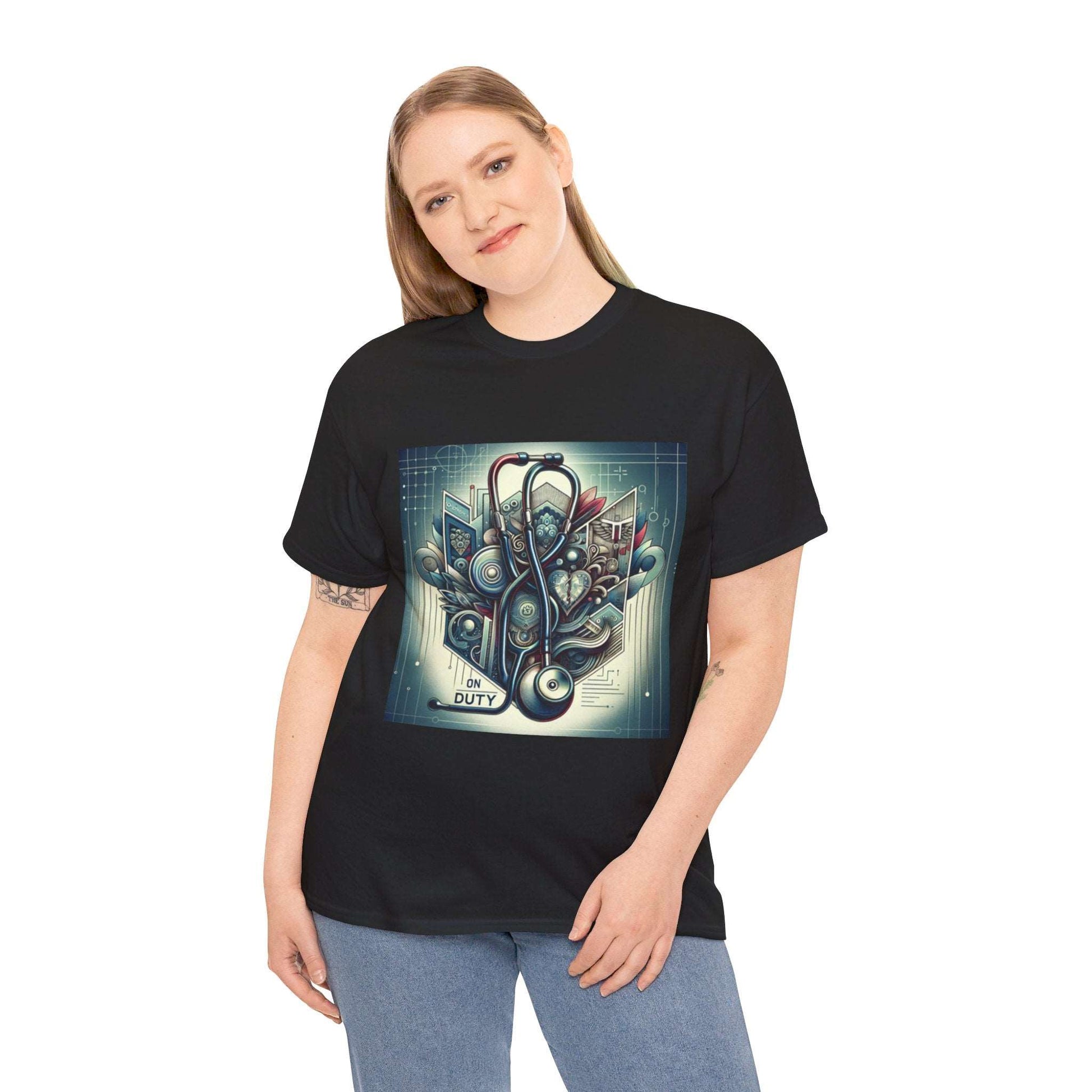 Unisex Heavy Cotton Tee/ Abstract design/ Doctor-themed/ 15-55 years/ Men/ Women/ plus sizes