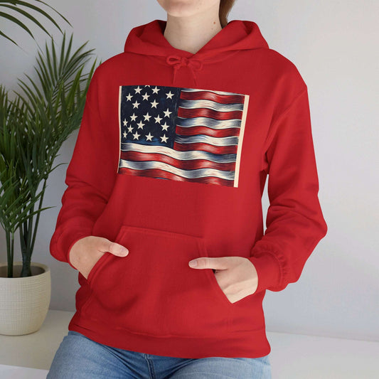 Unisex Heavy Blend™ Hooded Sweatshirt/ American flag, Election 2024 theme/ 15-55 years/ Men/ Women/ cometitive price/ plus sizes/ Red