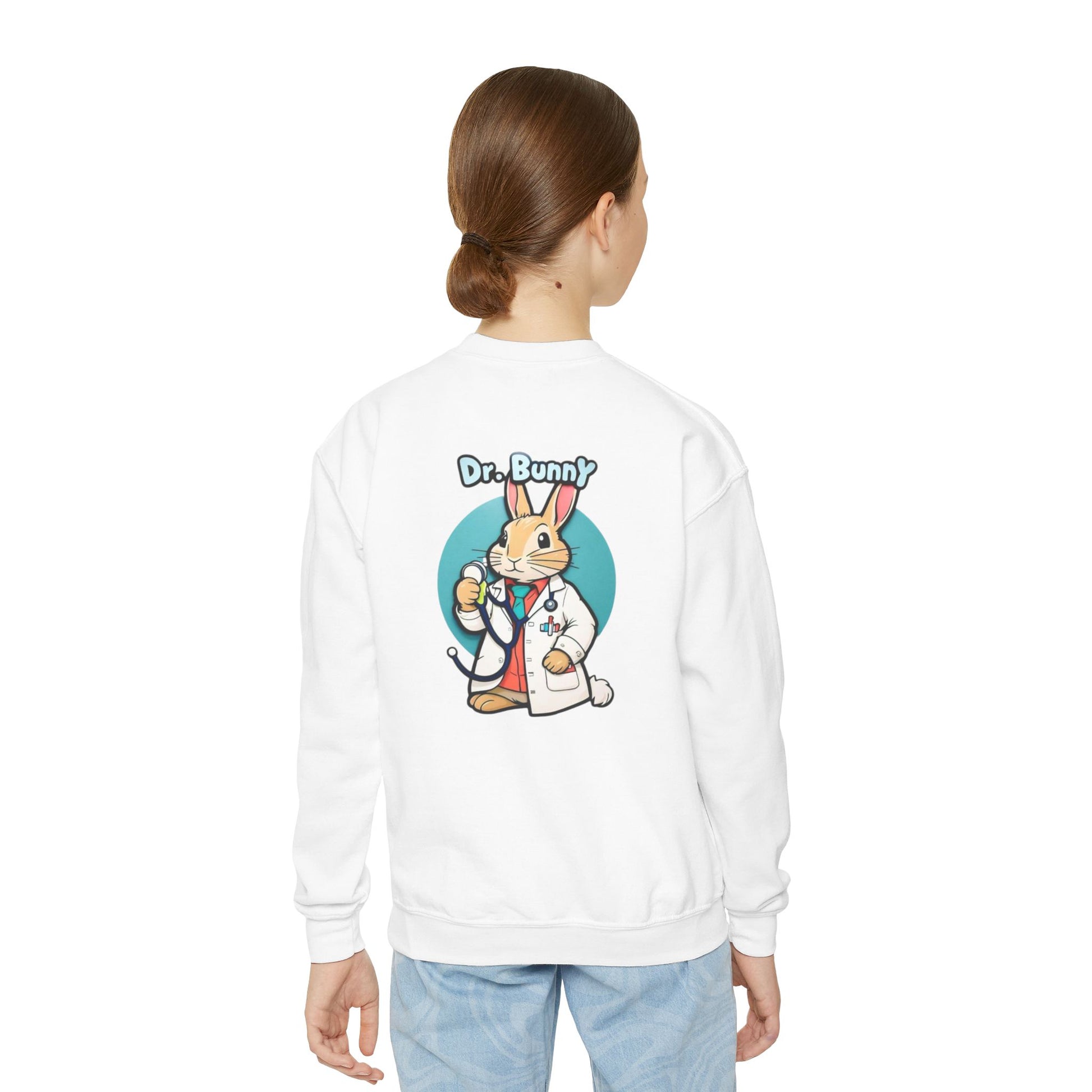 Dr Bunny Team, Youth Crewneck Sweatshirt, Dr. Mockup, funny, Best gift for Medical students, 10-18 years, Boys, Girls, Fun lovers, Bunny lovers