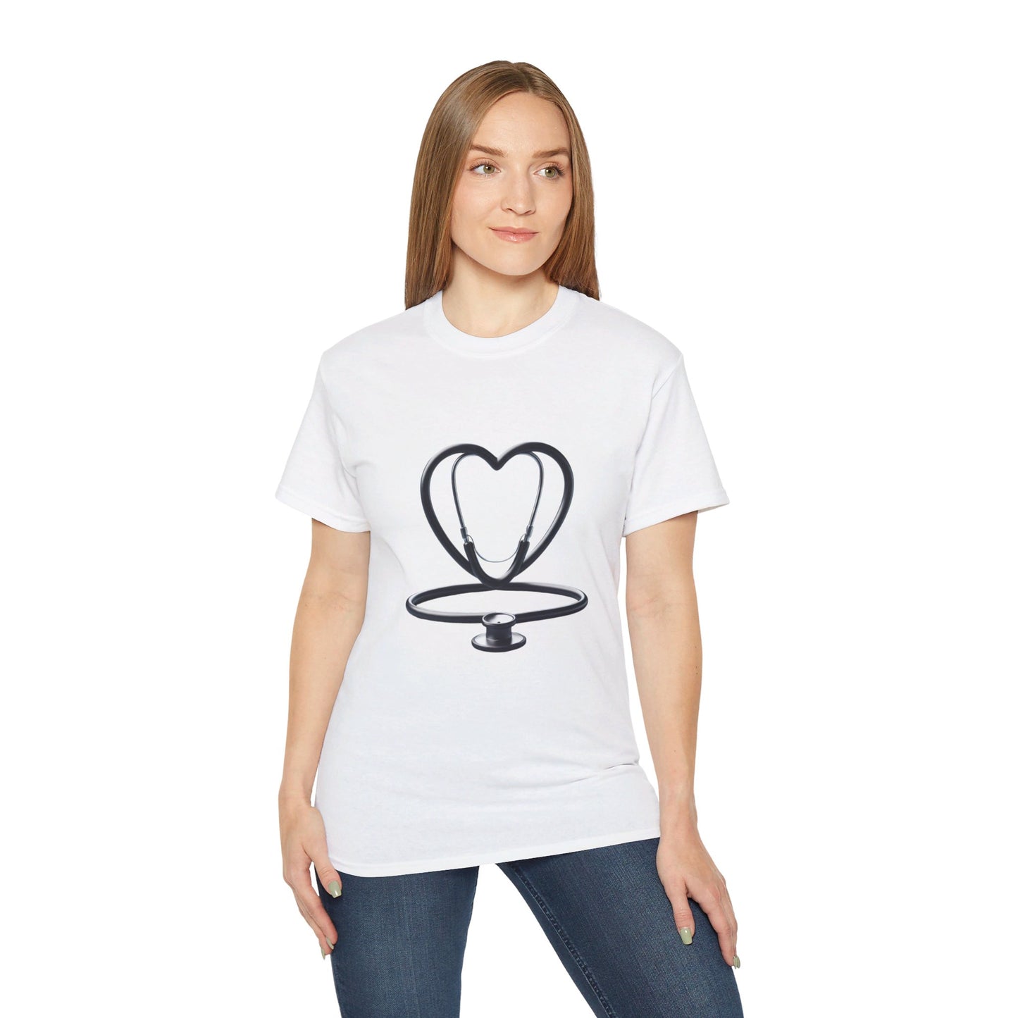 Unisex Ultra Cotton Tee/ Doctor's stethoscope heart shape/ best doctor in town/ 15-55 years/ Men/ Women/ Sizes S, M, L, XL, 2XL/ Colours White, Ash, Sand, Light blue, Carolina blue, Light pink White