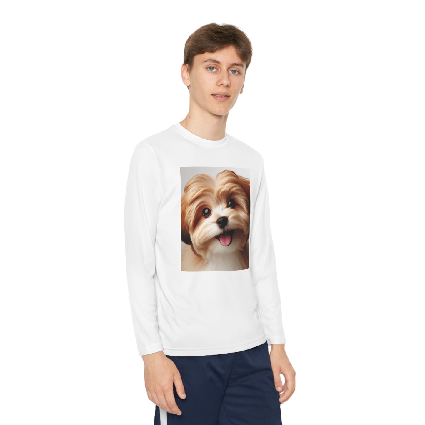 Youth Long Sleeve Tee - Dog Lover T-Shirt for Kids 10-15 Years White