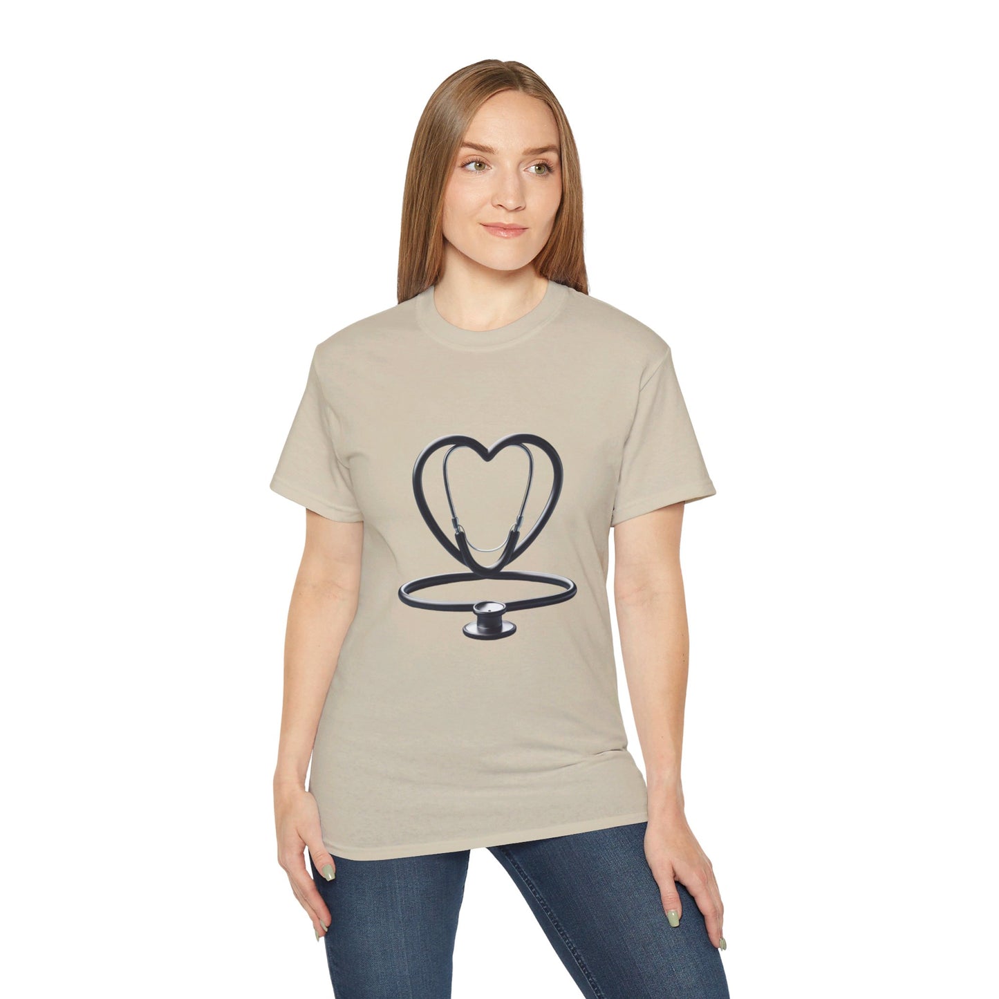 Unisex Ultra Cotton Tee/ Doctor's stethoscope heart shape/ best doctor in town/ 15-55 years/ Men/ Women/ Sizes S, M, L, XL, 2XL/ Colours White, Ash, Sand, Light blue, Carolina blue, Light pink Sand