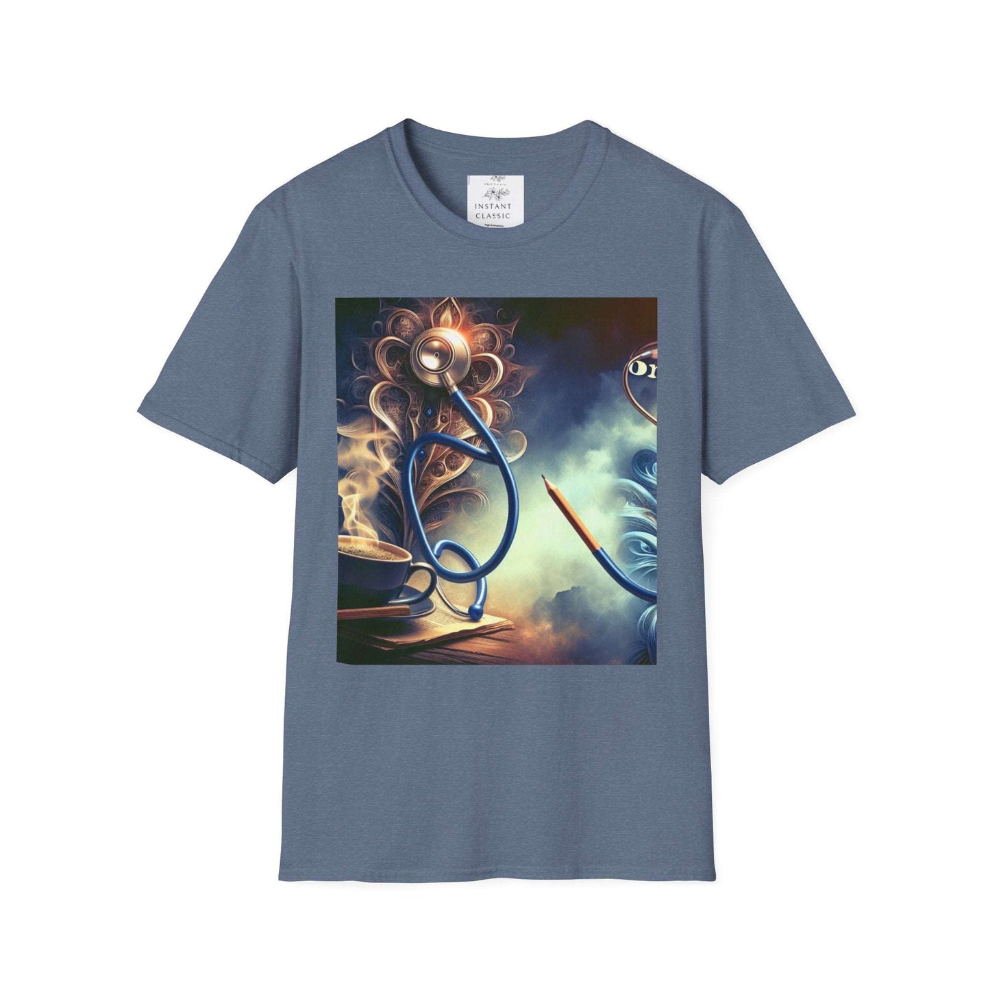 Unisex Softstyle T-Shirt, Doctor on duty/ artistic design/ 15-55 years/ Heather Indigo