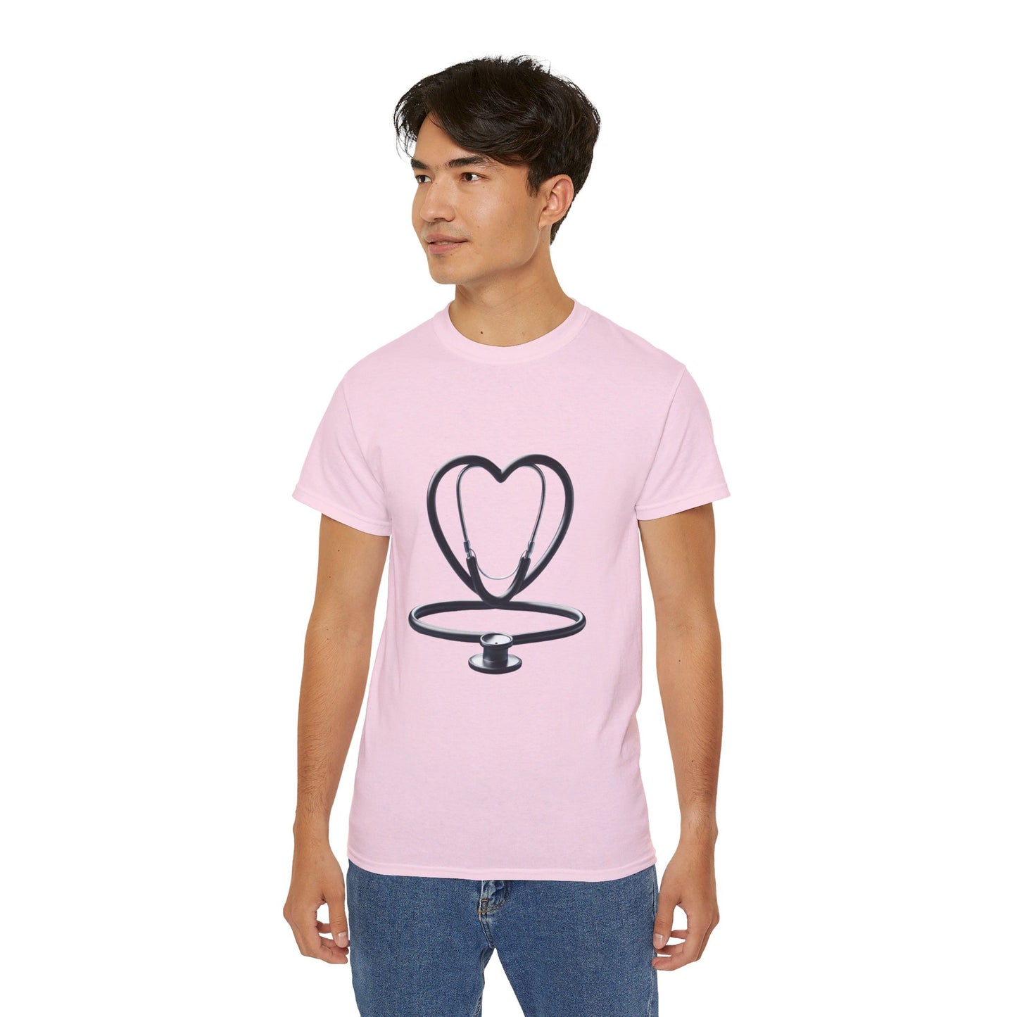 Unisex Ultra Cotton Tee/ Doctor's stethoscope heart shape/ best doctor in town/ 15-55 years/ Men/ Women/ Sizes S, M, L, XL, 2XL/ Colours White, Ash, Sand, Light blue, Carolina blue, Light pink