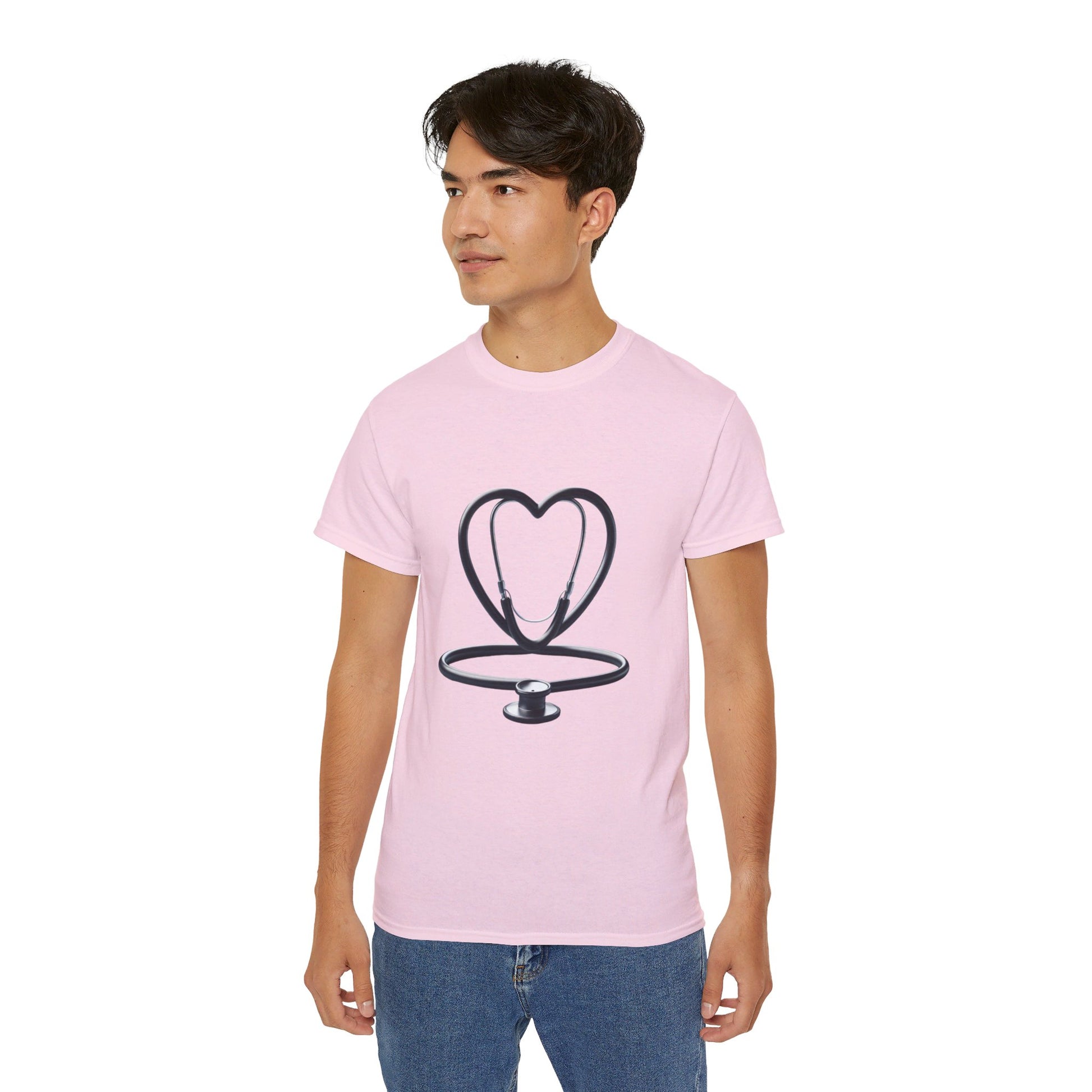 Unisex Ultra Cotton Tee/ Doctor's stethoscope heart shape/ best doctor in town/ 15-55 years/ Men/ Women/ Sizes S, M, L, XL, 2XL/ Colours White, Ash, Sand, Light blue, Carolina blue, Light pink