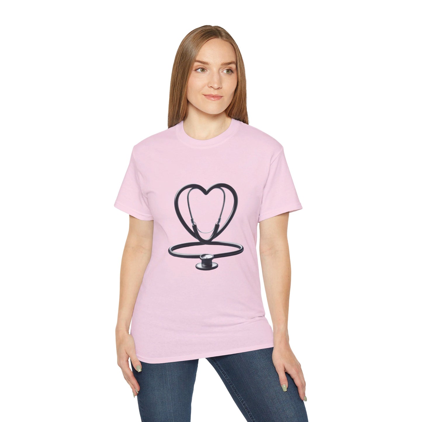 Unisex Ultra Cotton Tee/ Doctor's stethoscope heart shape/ best doctor in town/ 15-55 years/ Men/ Women/ Sizes S, M, L, XL, 2XL/ Colours White, Ash, Sand, Light blue, Carolina blue, Light pink Light Pink