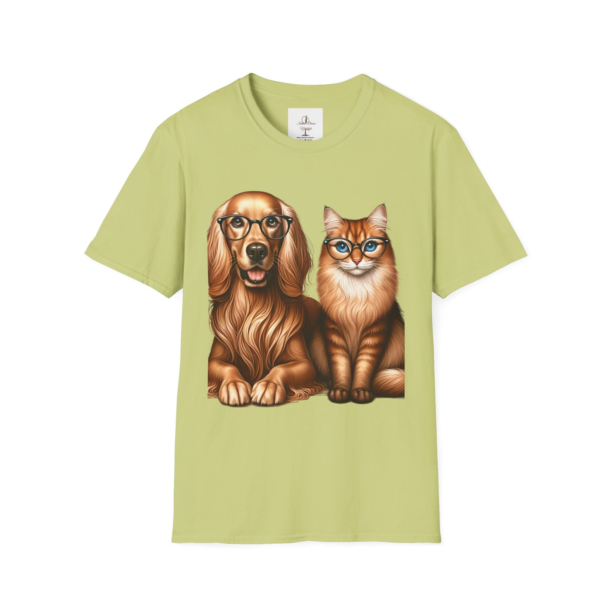 Unisex Softstyle T-Shirt, Dog Cat Duo, Men, Women, Plus sizes avaiable, Gif for Pet lovers