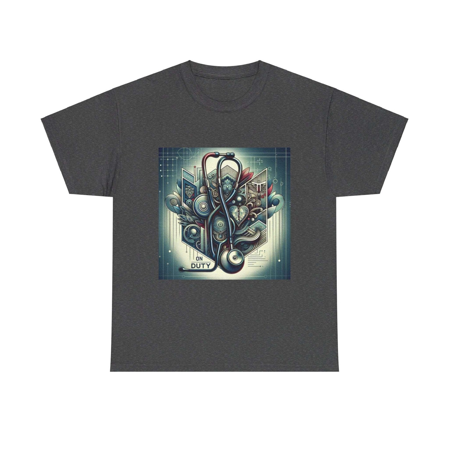 Unisex Heavy Cotton Tee/ Abstract design/ Doctor-themed/ 15-55 years/ Men/ Women/ plus sizes Dark Heather