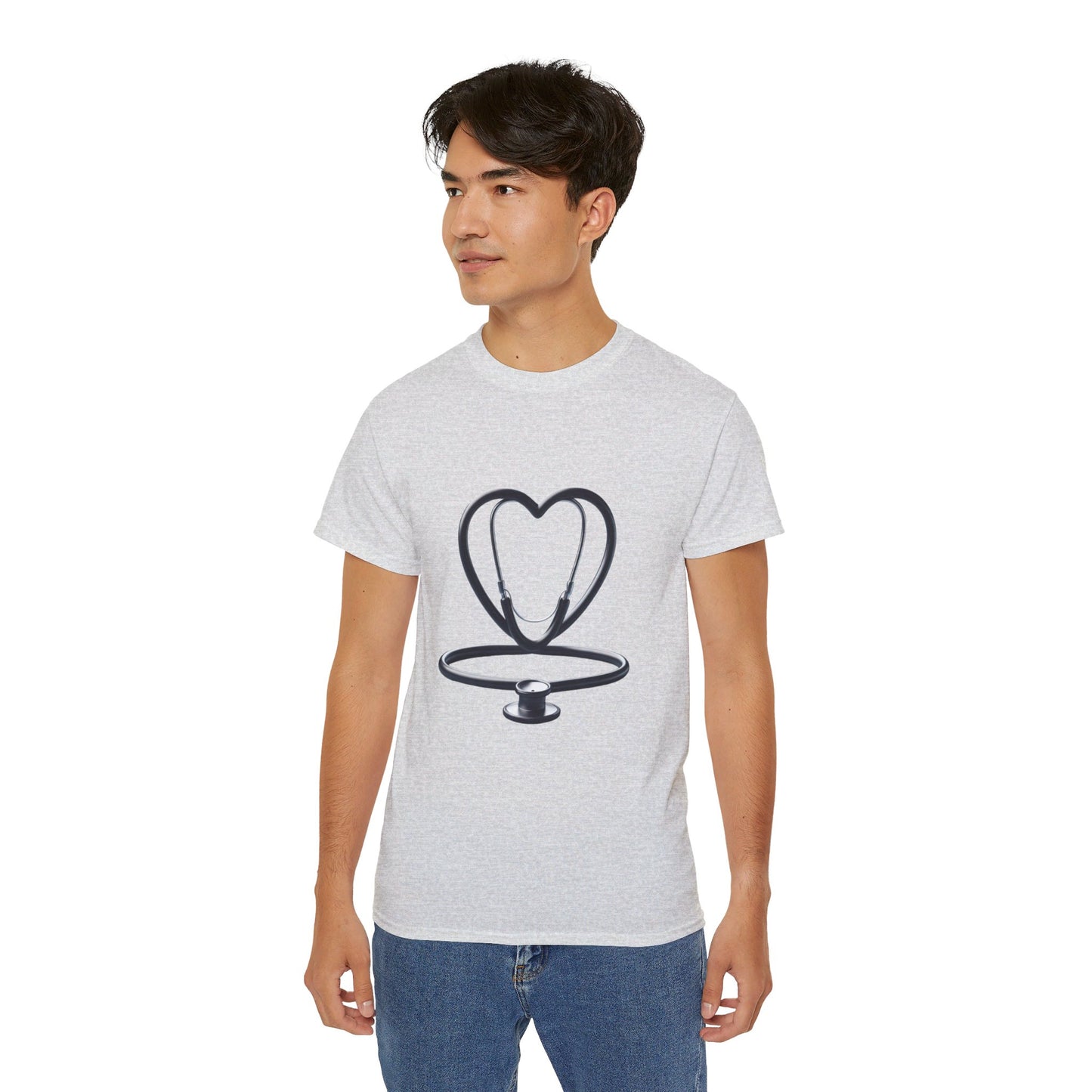 Unisex Ultra Cotton Tee/ Doctor's stethoscope heart shape/ best doctor in town/ 15-55 years/ Men/ Women/ Sizes S, M, L, XL, 2XL/ Colours White, Ash, Sand, Light blue, Carolina blue, Light pink