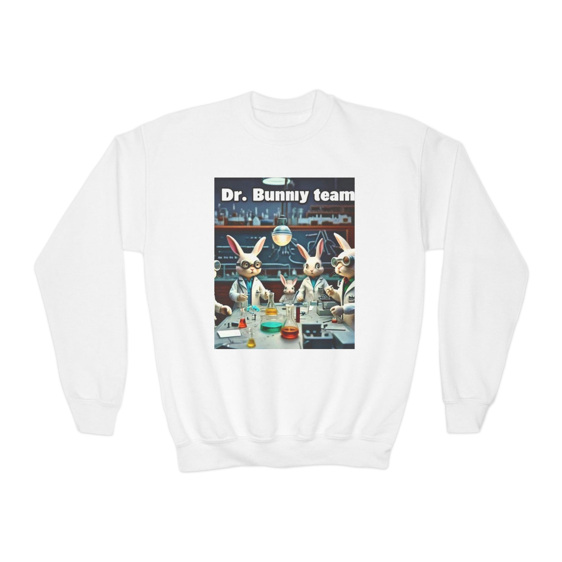 Dr Bunny Team, Youth Crewneck Sweatshirt, Dr. Mockup, funny, Best gift for Medical students, 10-18 years, Boys, Girls, Fun lovers, Bunny lovers