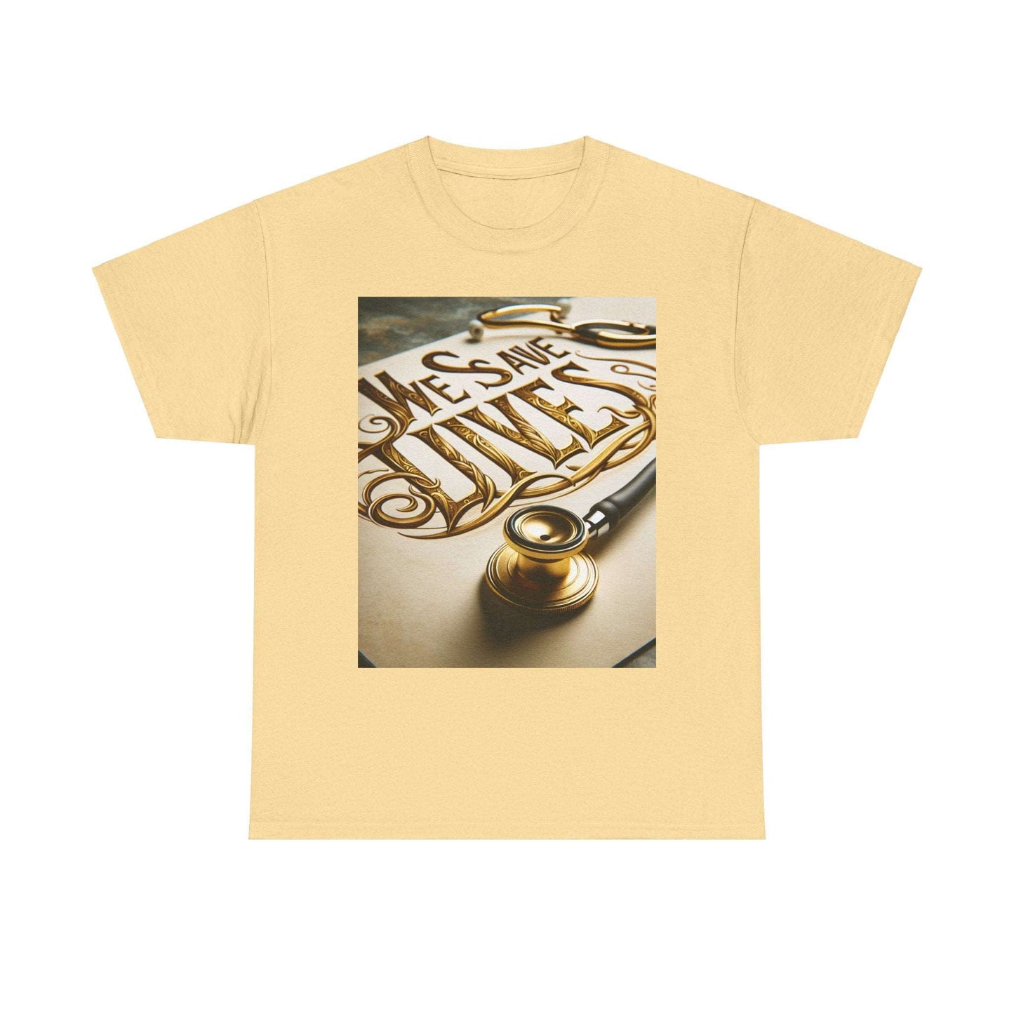 Unisex Heavy Cotton Tee/Doctors theme/ We save lives/ Medstyle/ Gift / vibrant/ Men/ Women/ above 15 years/ S, M, L,XL,2XL,3XL Yellow Haze