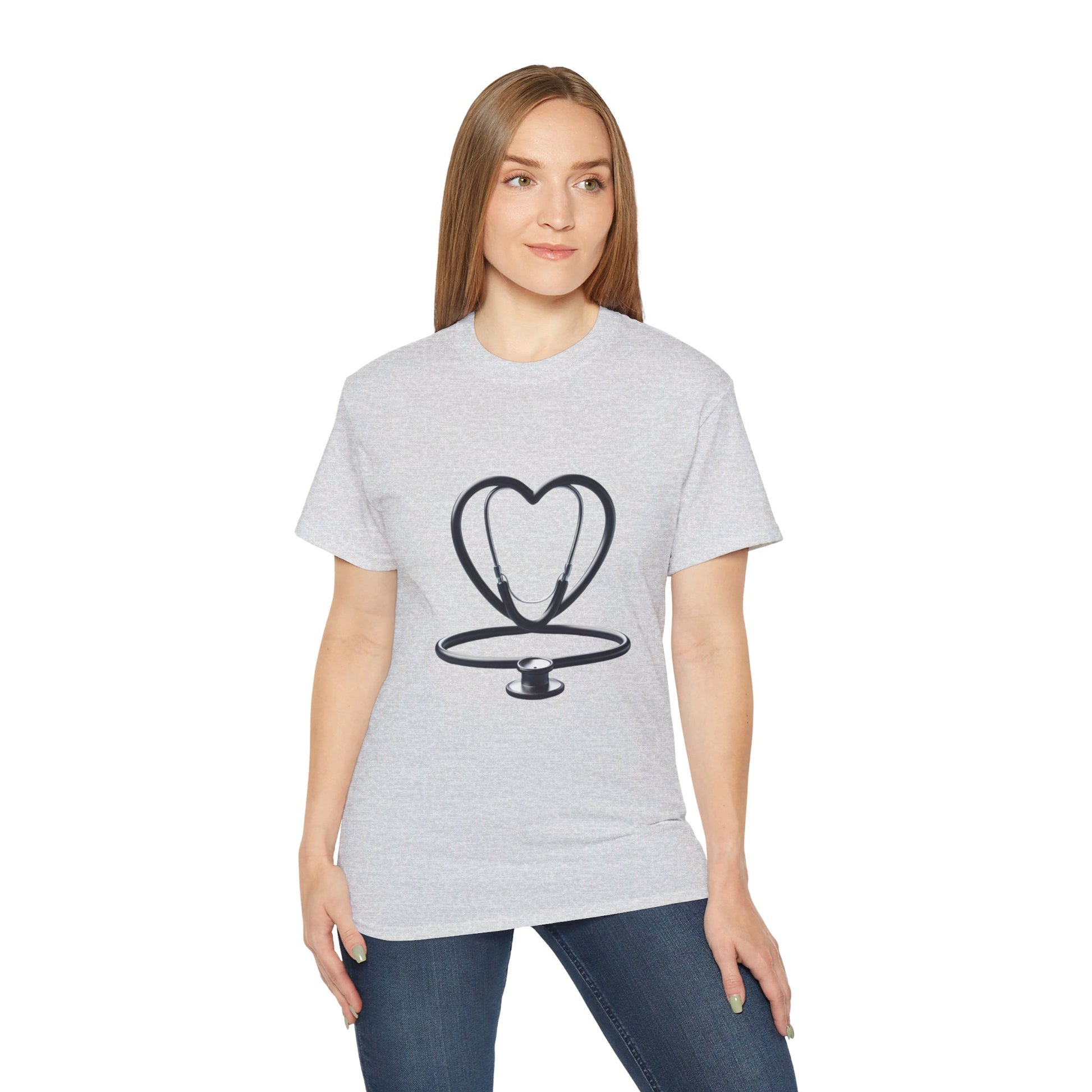 Unisex Ultra Cotton Tee/ Doctor's stethoscope heart shape/ best doctor in town/ 15-55 years/ Men/ Women/ Sizes S, M, L, XL, 2XL/ Colours White, Ash, Sand, Light blue, Carolina blue, Light pink Ash