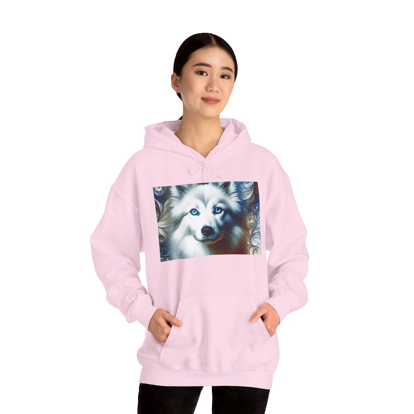 Blue Eyes Dog Unisex Hoodie Light Pink