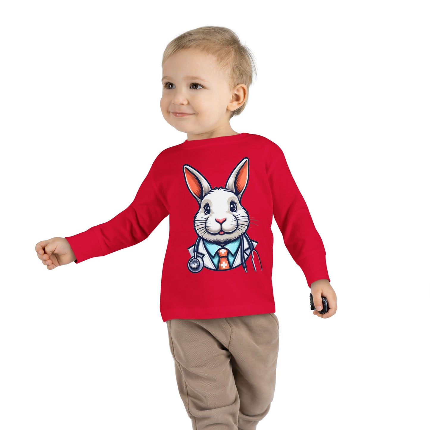 Toddler Long Sleeve Tee with Dr Bunny Design, 2-8 Years