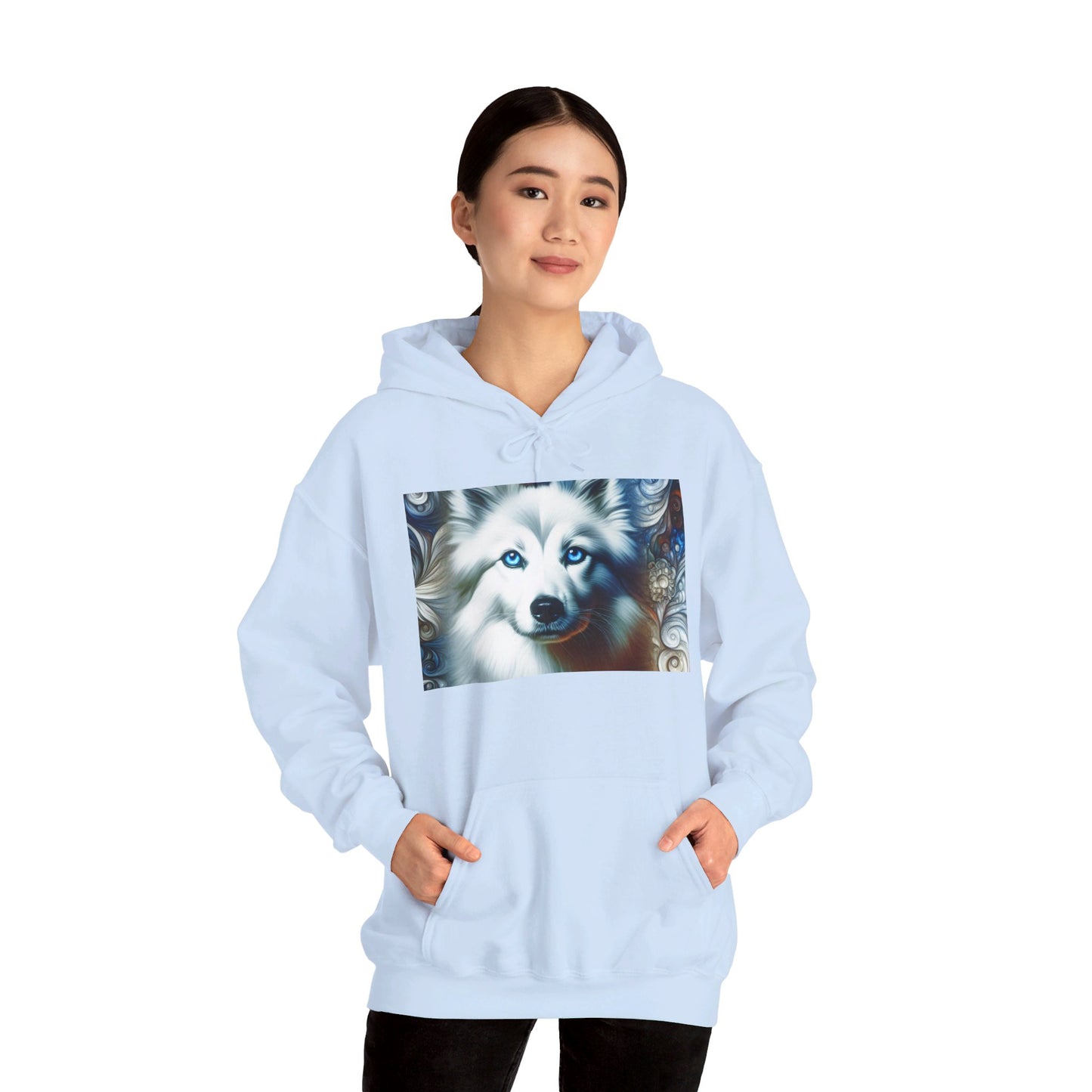 Blue Eyes Dog Unisex Hoodie Light Blue