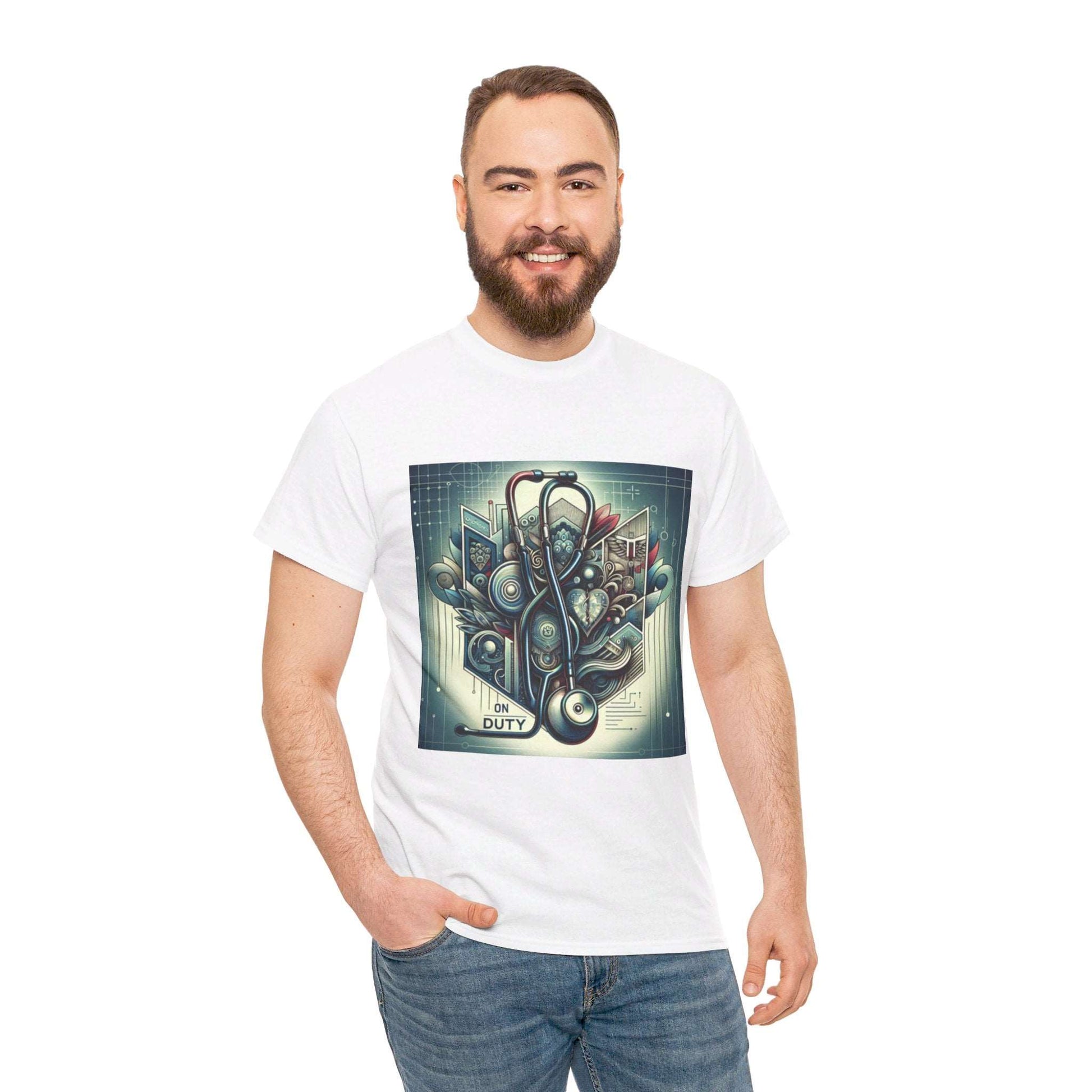 Unisex Heavy Cotton Tee/ Abstract design/ Doctor-themed/ 15-55 years/ Men/ Women/ plus sizes