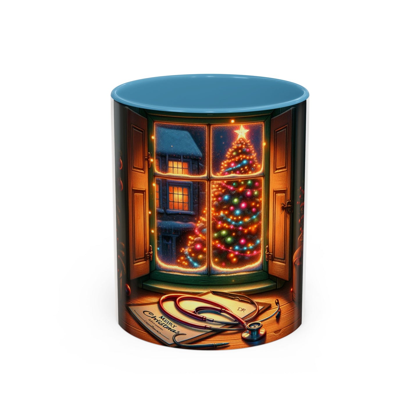 Doctor Theme Coffee Mug (11, 15oz) - Vintage Christmas Tree Design, Christmas Gift for On Duty Doctors