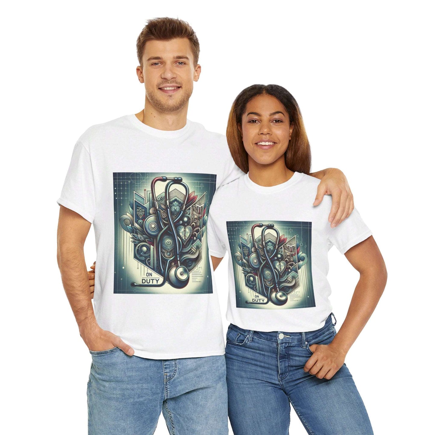 Unisex Heavy Cotton Tee/ Abstract design/ Doctor-themed/ 15-55 years/ Men/ Women/ plus sizes