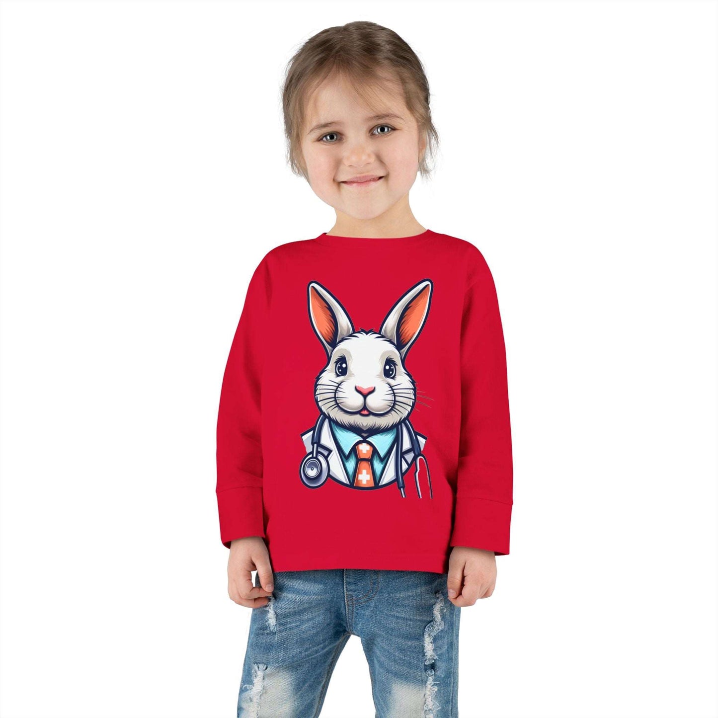 Toddler Long Sleeve Tee with Dr Bunny Design, 2-8 Years