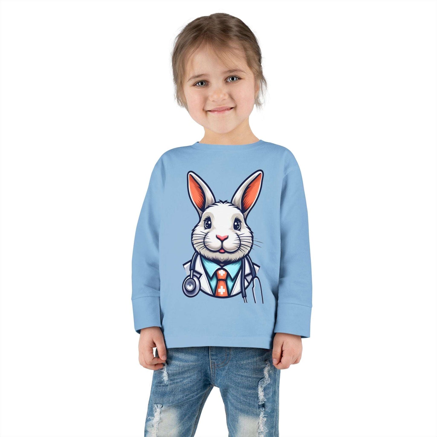 Toddler Long Sleeve Tee with Dr Bunny Design, 2-8 Years