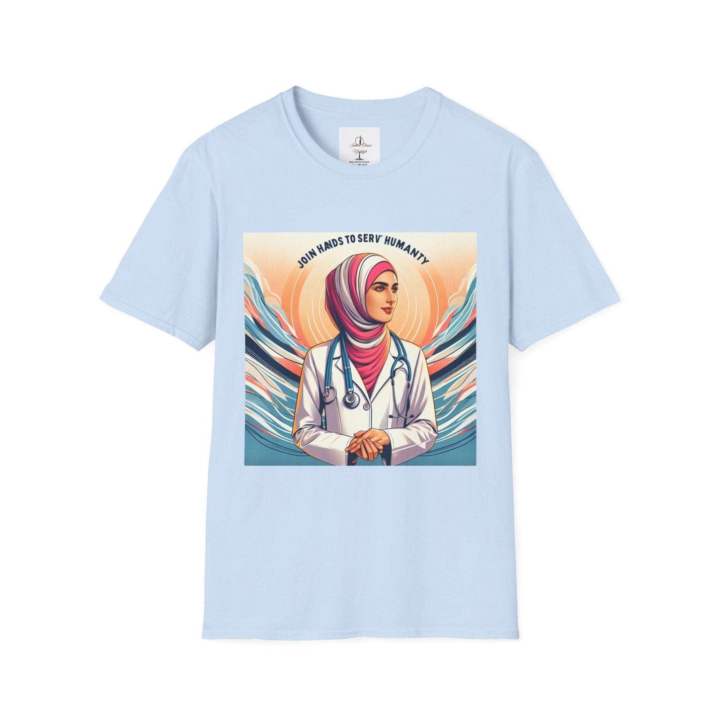 Motivational Doctor Women T-Shirt/ 15-55/ profession enthusiasts/ hijab lovers Light Blue