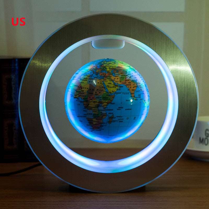 Round LED World Map Floating Globe Magnetic Levitation Light Anti Gravity Magic Sky blue English US