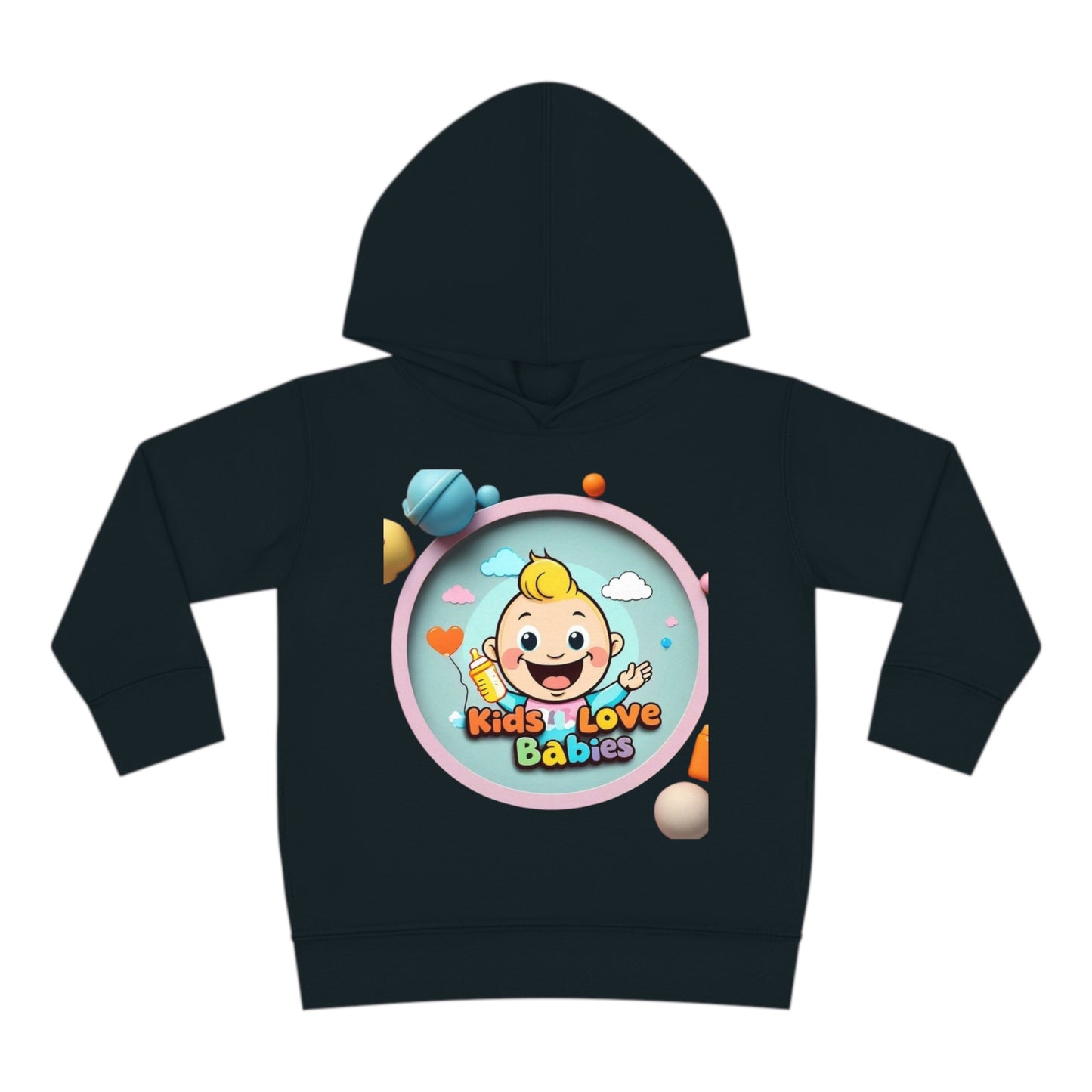 Cute Toddler Hoodie - Kids Love Babies Collection Black