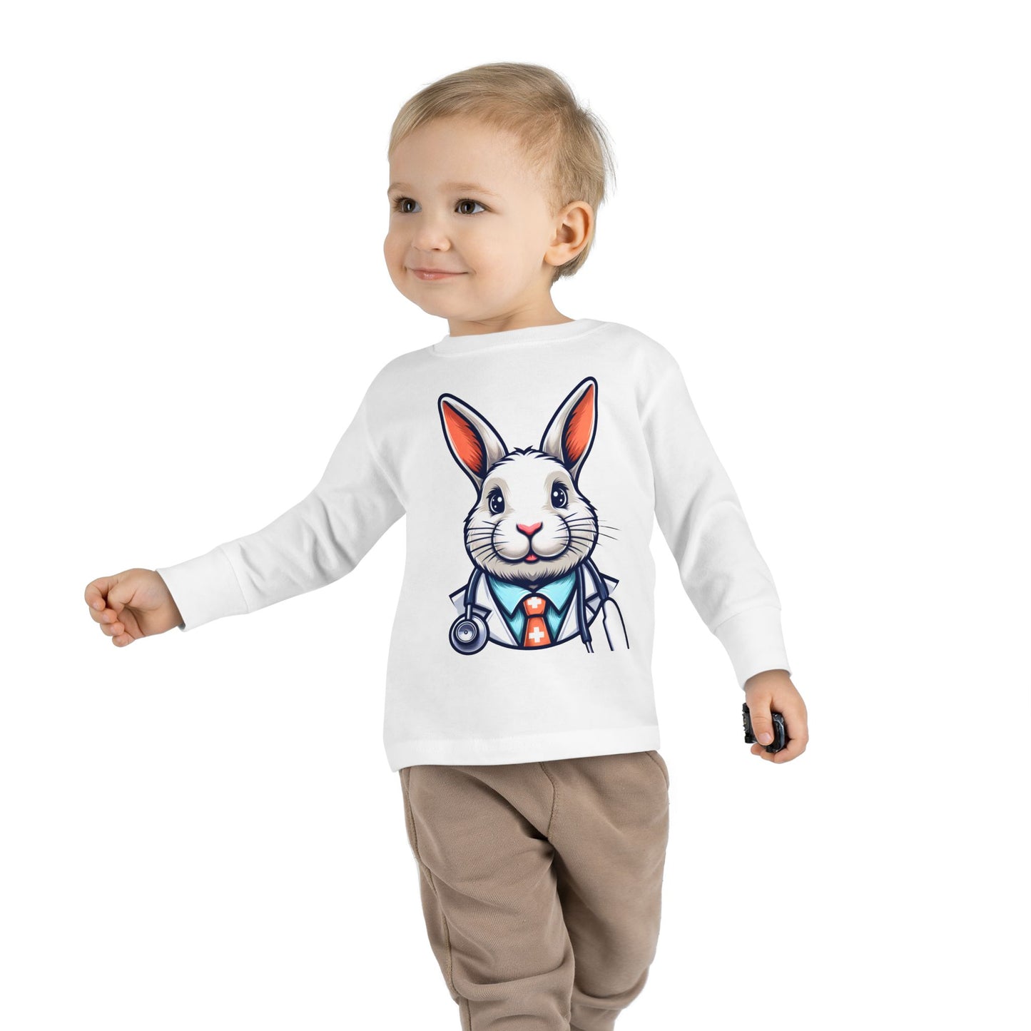 Toddler Long Sleeve Tee with Dr Bunny Design, 2-8 Years