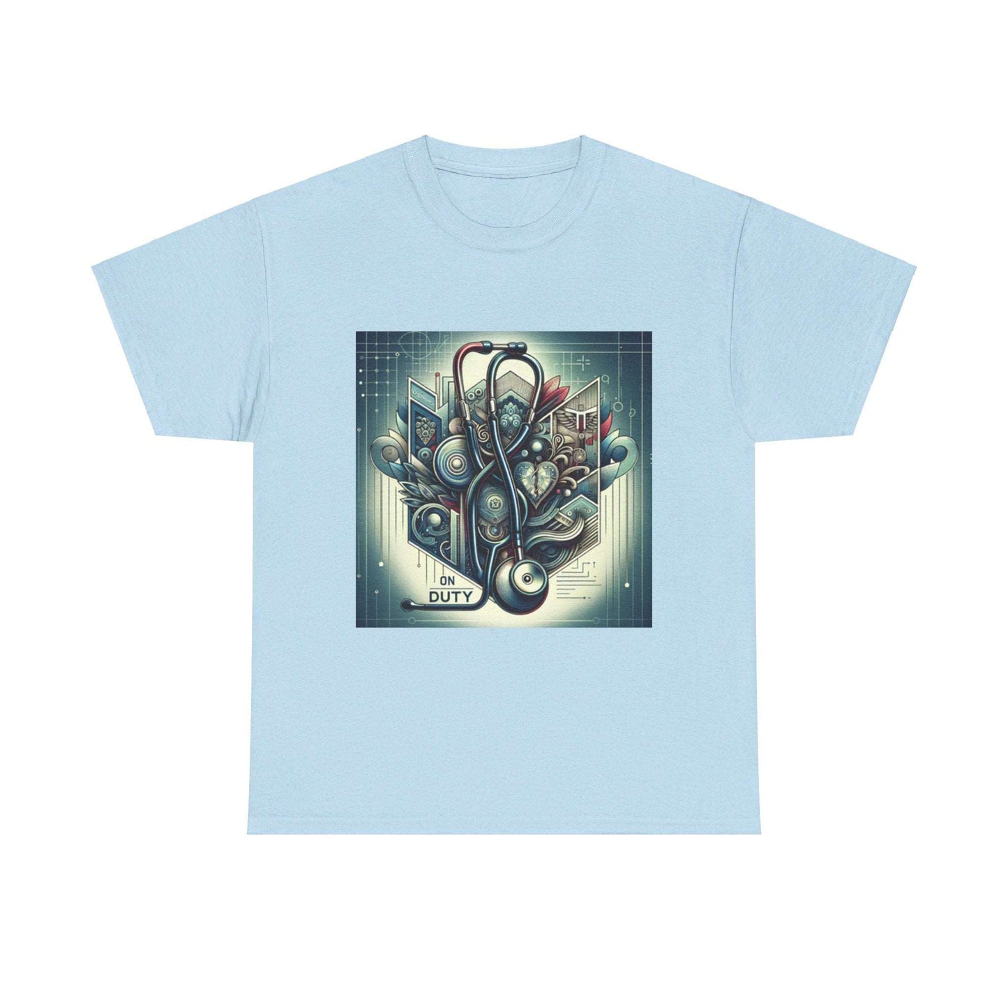 Unisex Heavy Cotton Tee/ Abstract design/ Doctor-themed/ 15-55 years/ Men/ Women/ plus sizes Light Blue